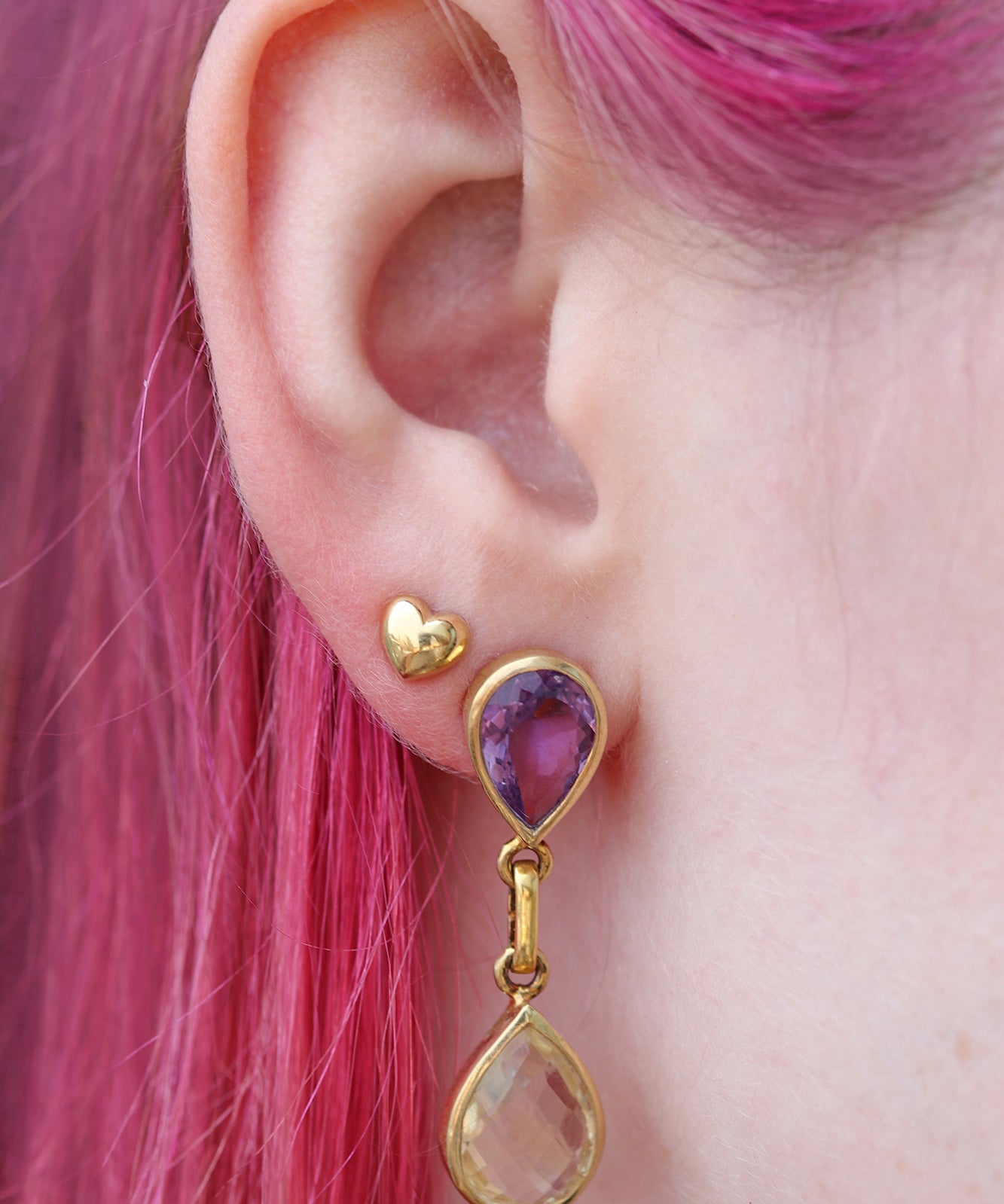 Amethyst + Lemon Quartz Duo Drops