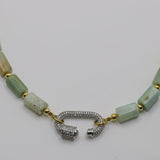 Crystal Clasp Amazonite Beaded Necklace
