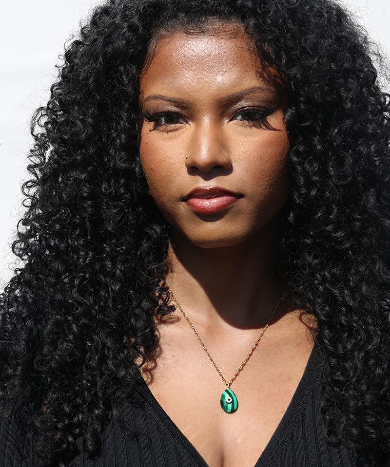 Malachite + Zirconia Teardrop Necklace