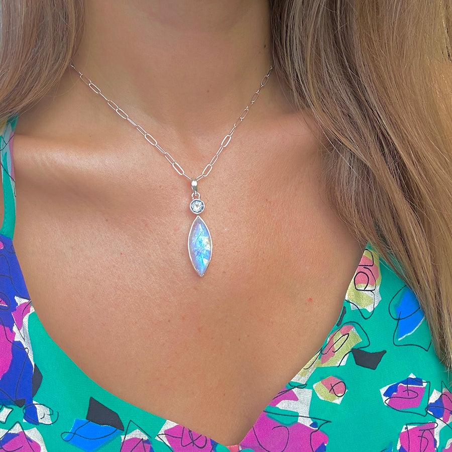 Moonstone & Blue Topaz Duo Necklace