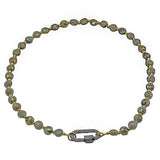 Crystal Clasp Moss Agate Beaded Necklace