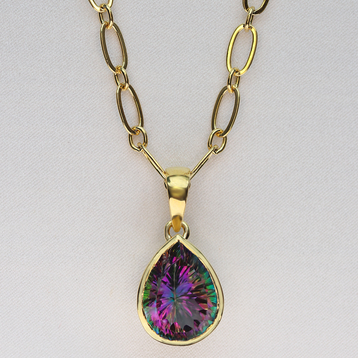 mystic topaz stunner necklace 14k gold plated 925 sterling silver