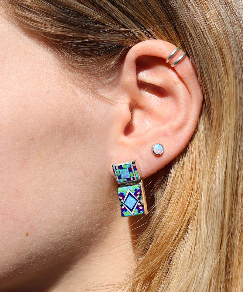 Blue Mosaic Inlay Earrings