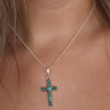 Mosaic Inlay Cross Necklace