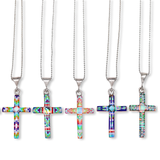 Mosaic Inlay Cross Necklace
