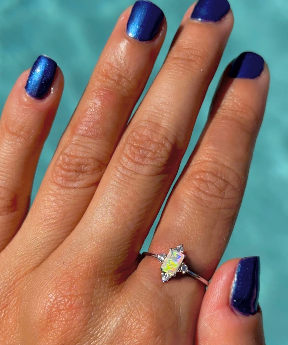 Ethiopian Opal Crystal Star Ring - Size 6