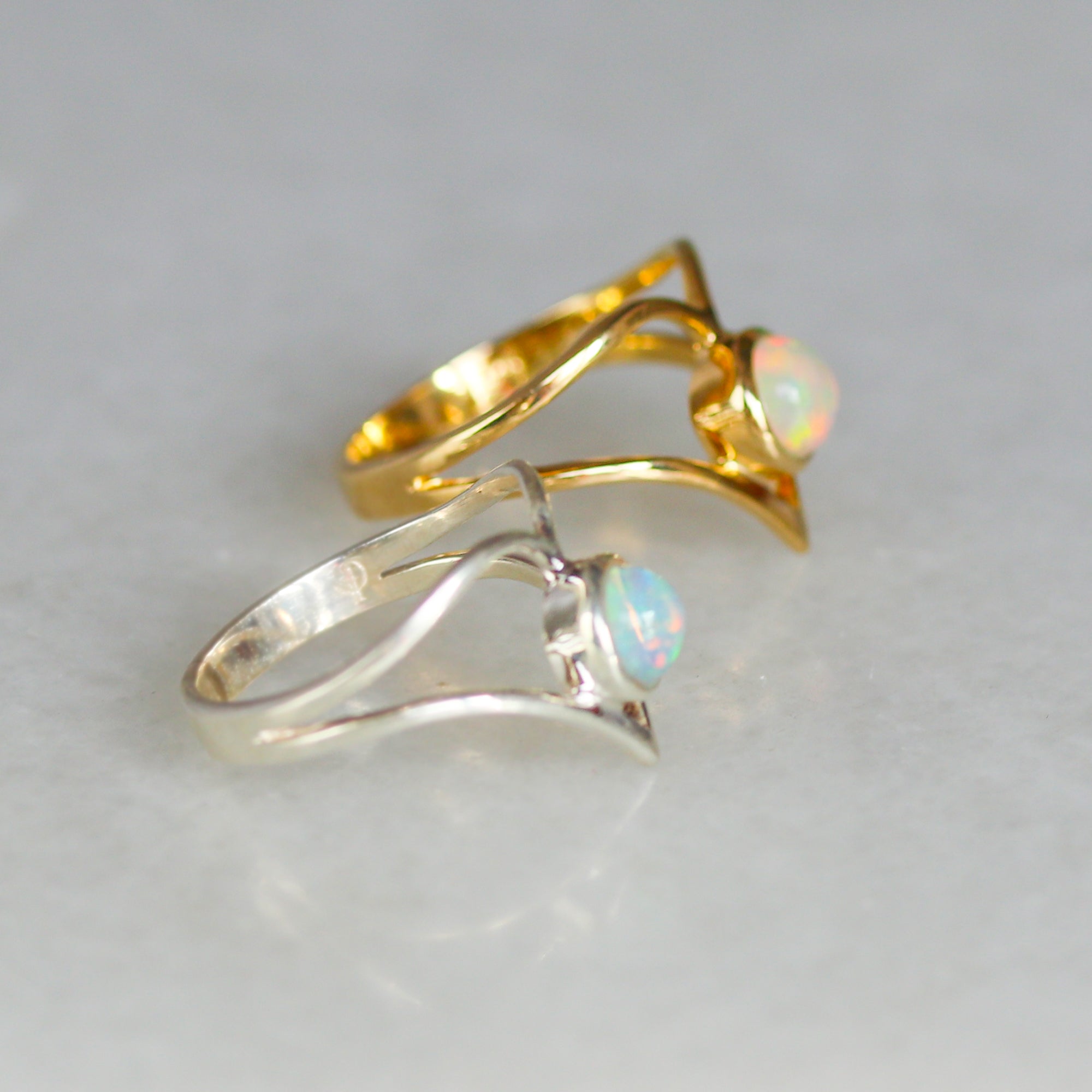 Opal Heart Ring - silver & gold