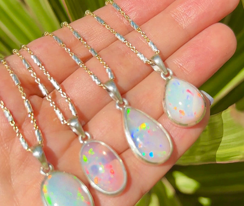 Ethiopian Opal .925 sterling silver beads gold filled necklace adjustable chain