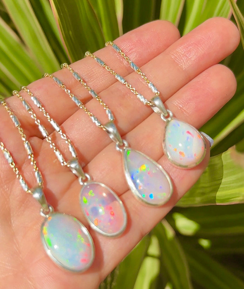 Ethiopian Opal .925 sterling silver beads gold filled necklace adjustable chain