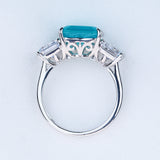 blue emerald-cut cubic zirconias solid .925 sterling silver ring