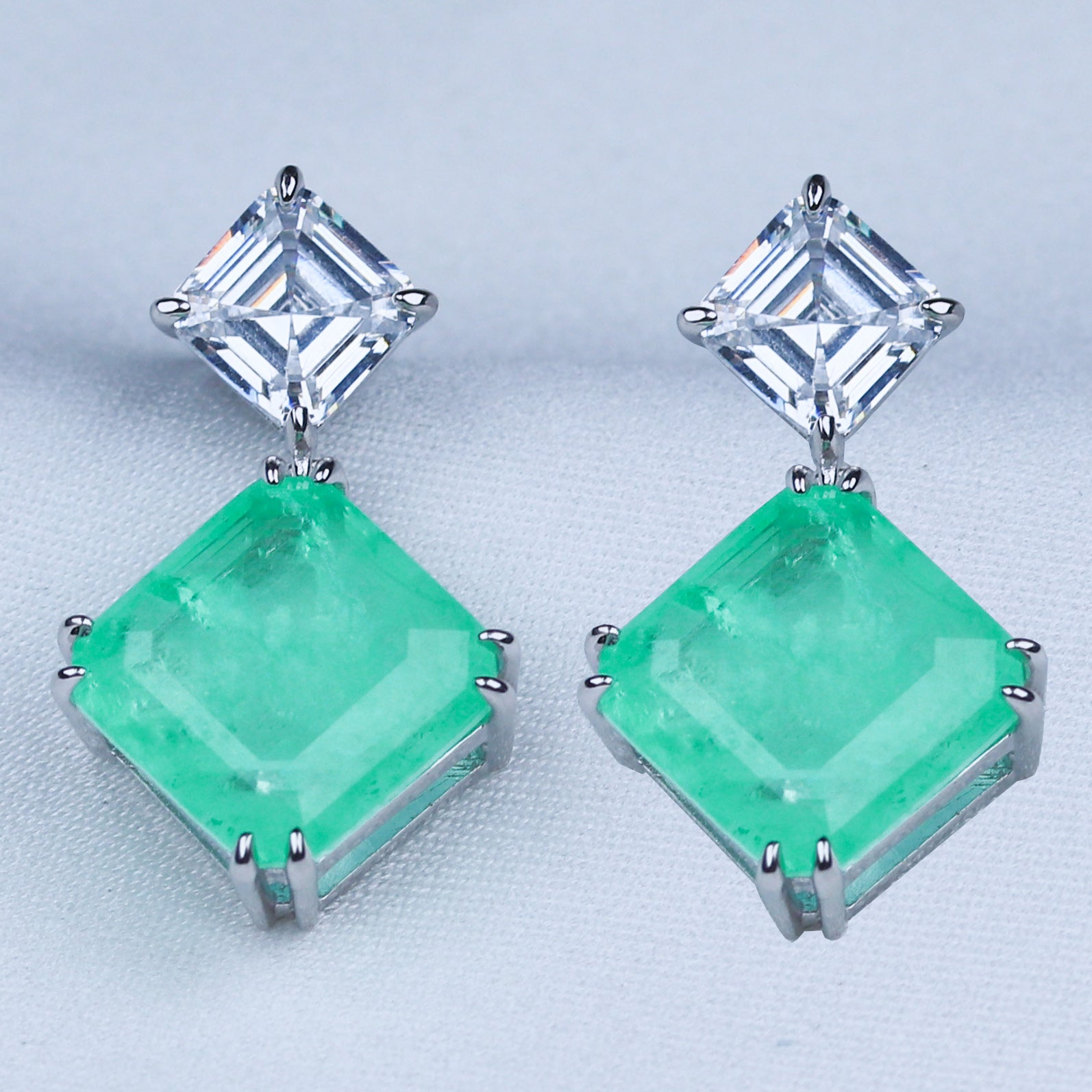 neon green cubic zirconias earrings solid .925 sterling silver
