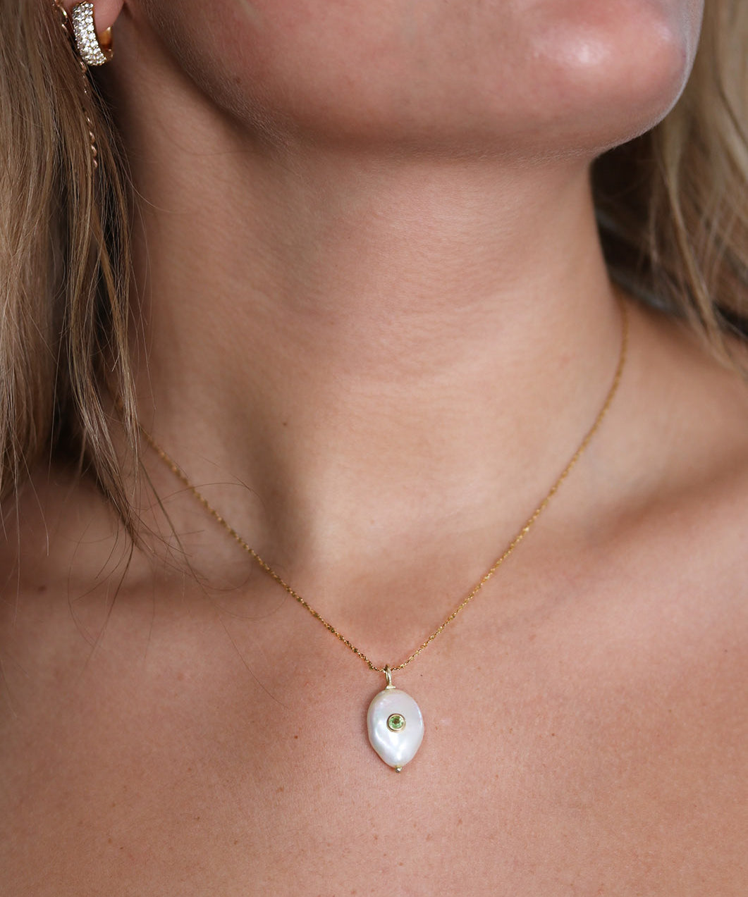 Pearl + Peridot Inlay Necklace