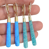Amazonite or Turquoise Pillar Earrings