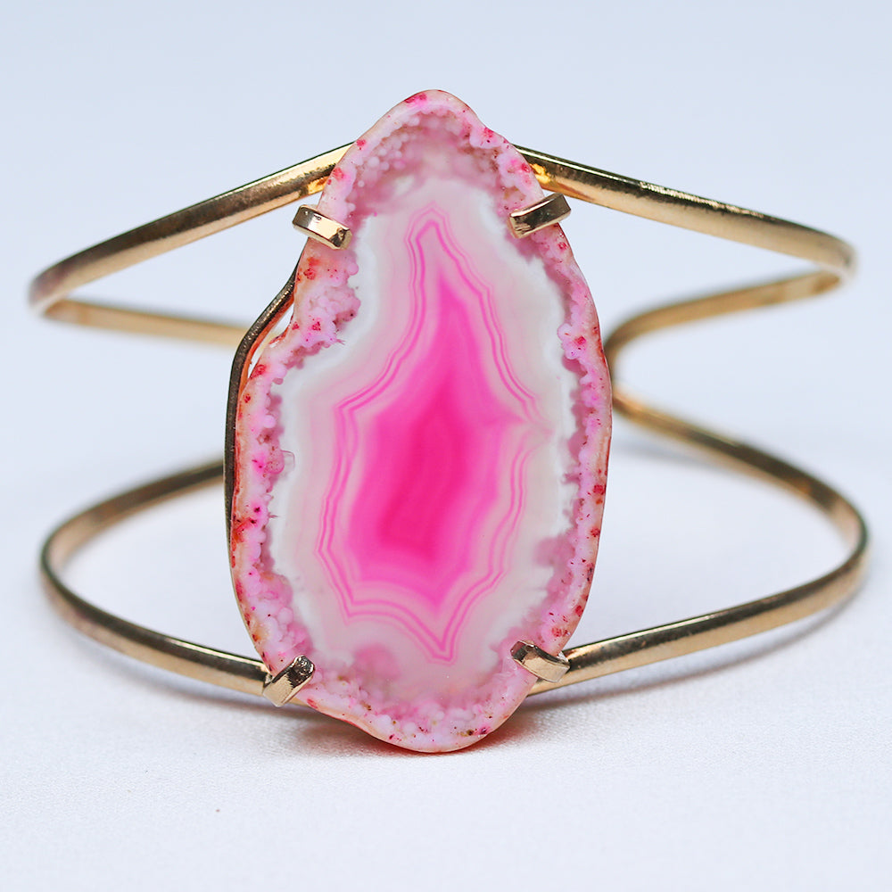 Pink Agate Slice Bracelet