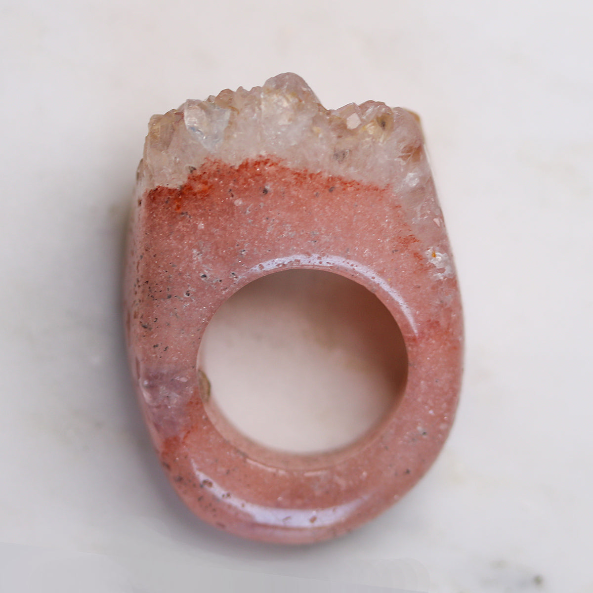 Carved Rock Ring - Pink Amethyst