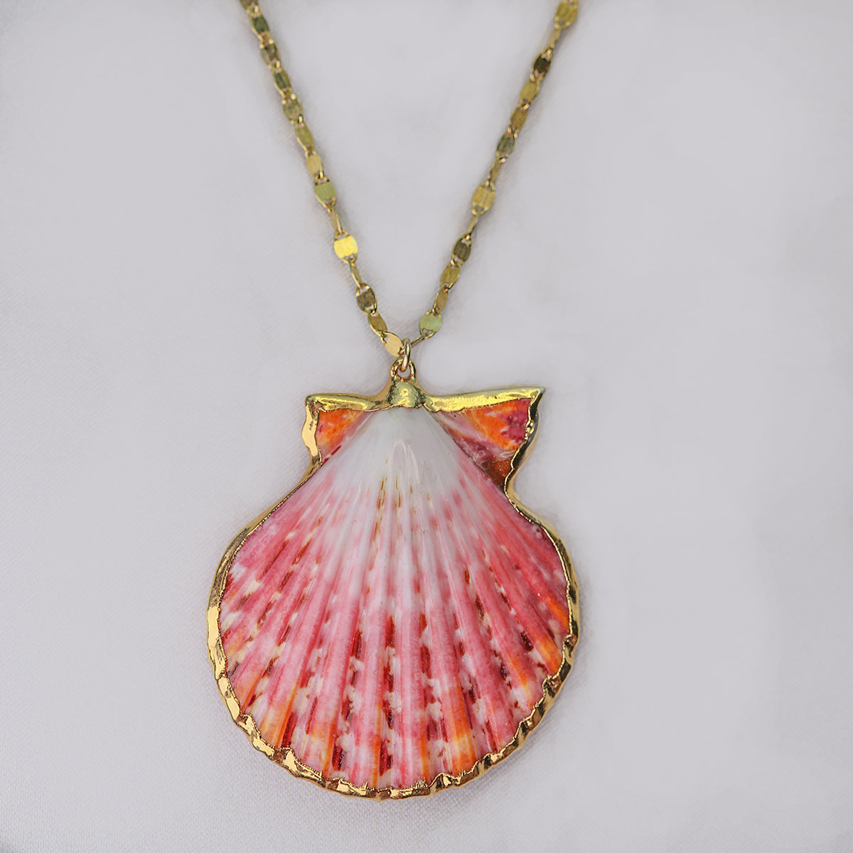 tropicana clam shell necklace gold filled chain