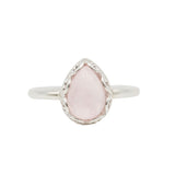 Rose Quartz Teardrop Fancy Bezel Ring