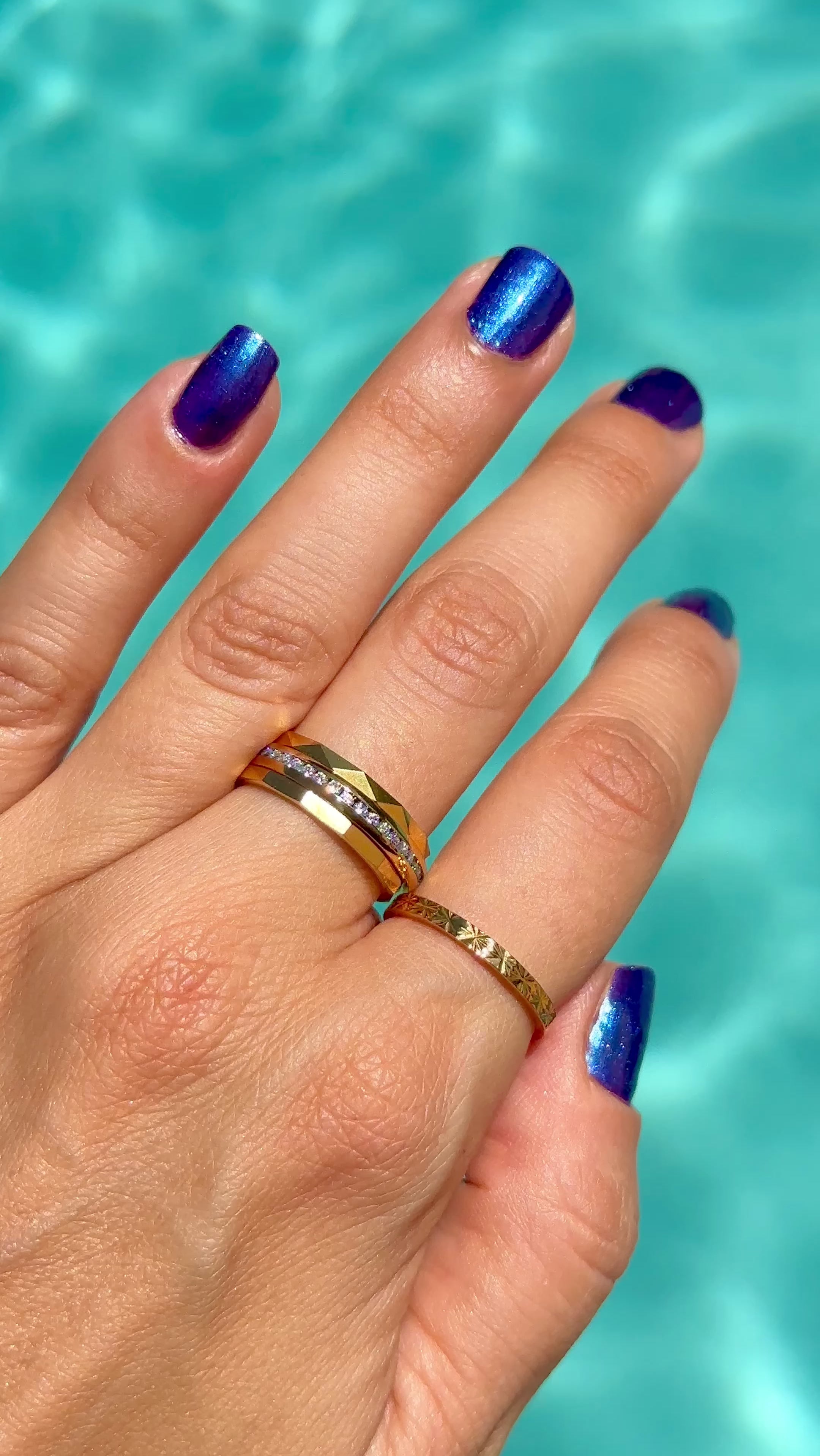dainty stacker waterproof 18k gold-plated stainless steel ring tarnish free nickel free