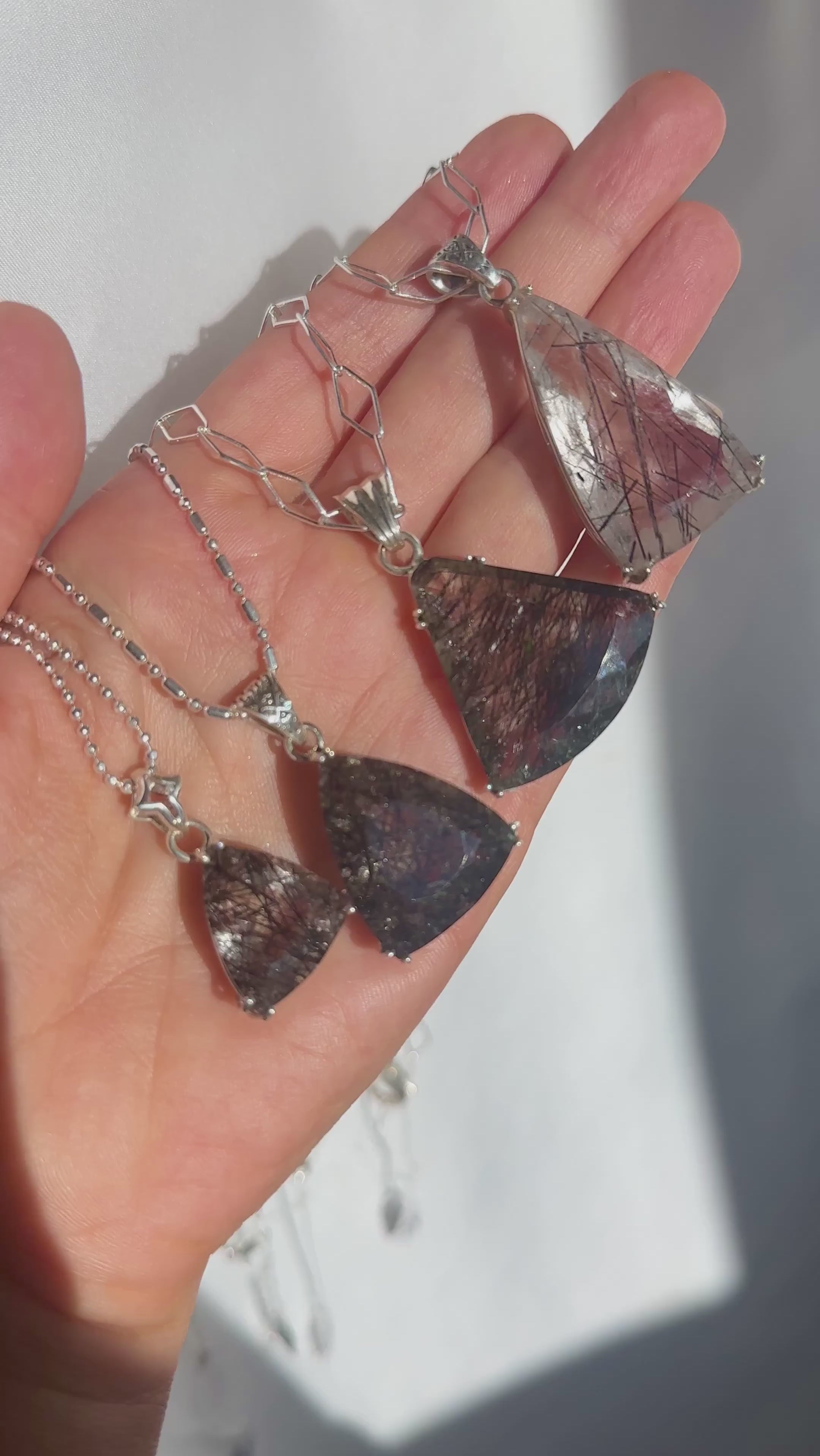 Tourmalinated quartz 925 sterling silver necklace Italian adjustable chain tarnish free waterproof nickel free