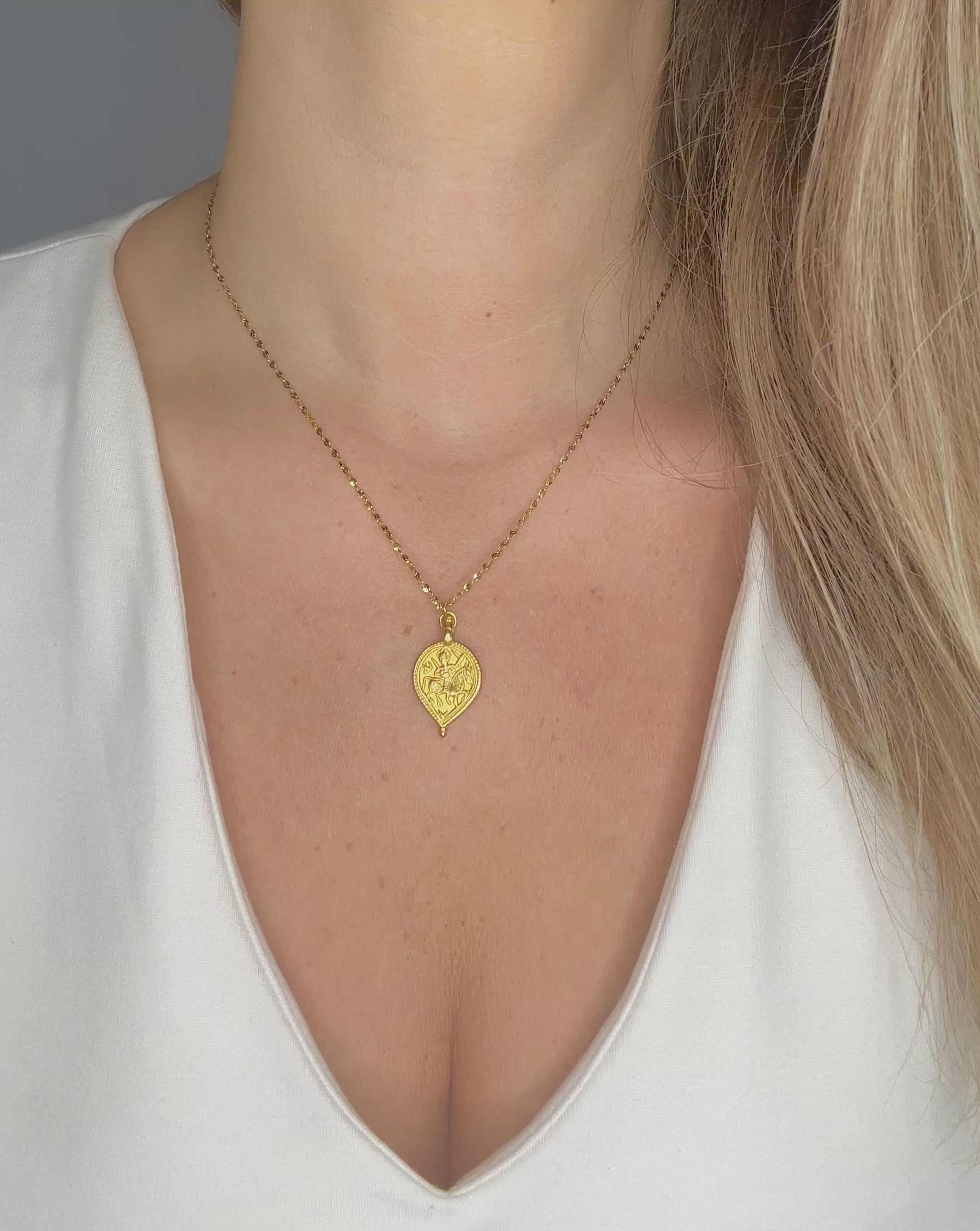  warrior symbol charm necklace gold filled gold plated stainless steal waterproof