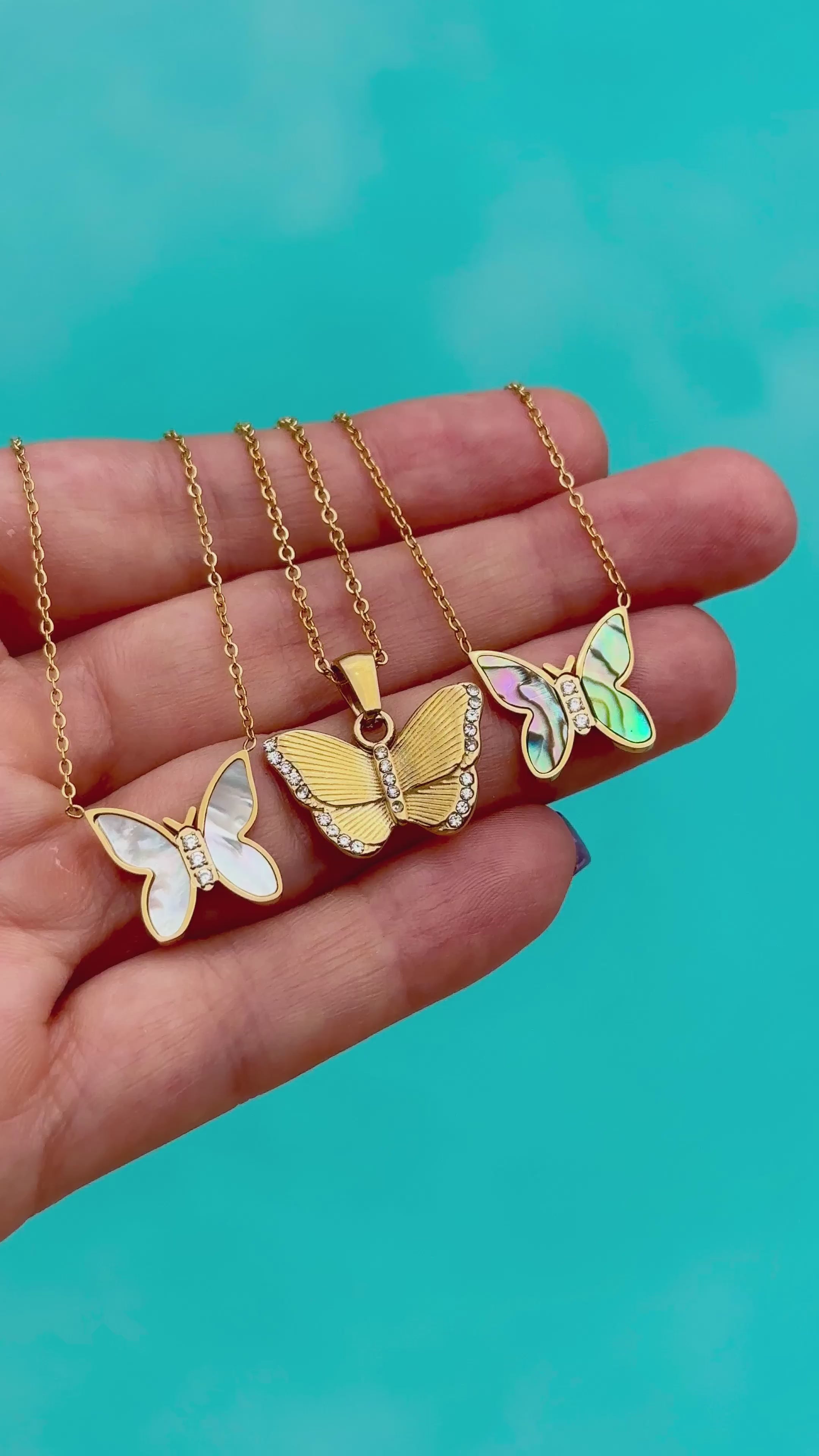 Mother Of Pearl Butterfly Necklace – ZADA OFFICIAL