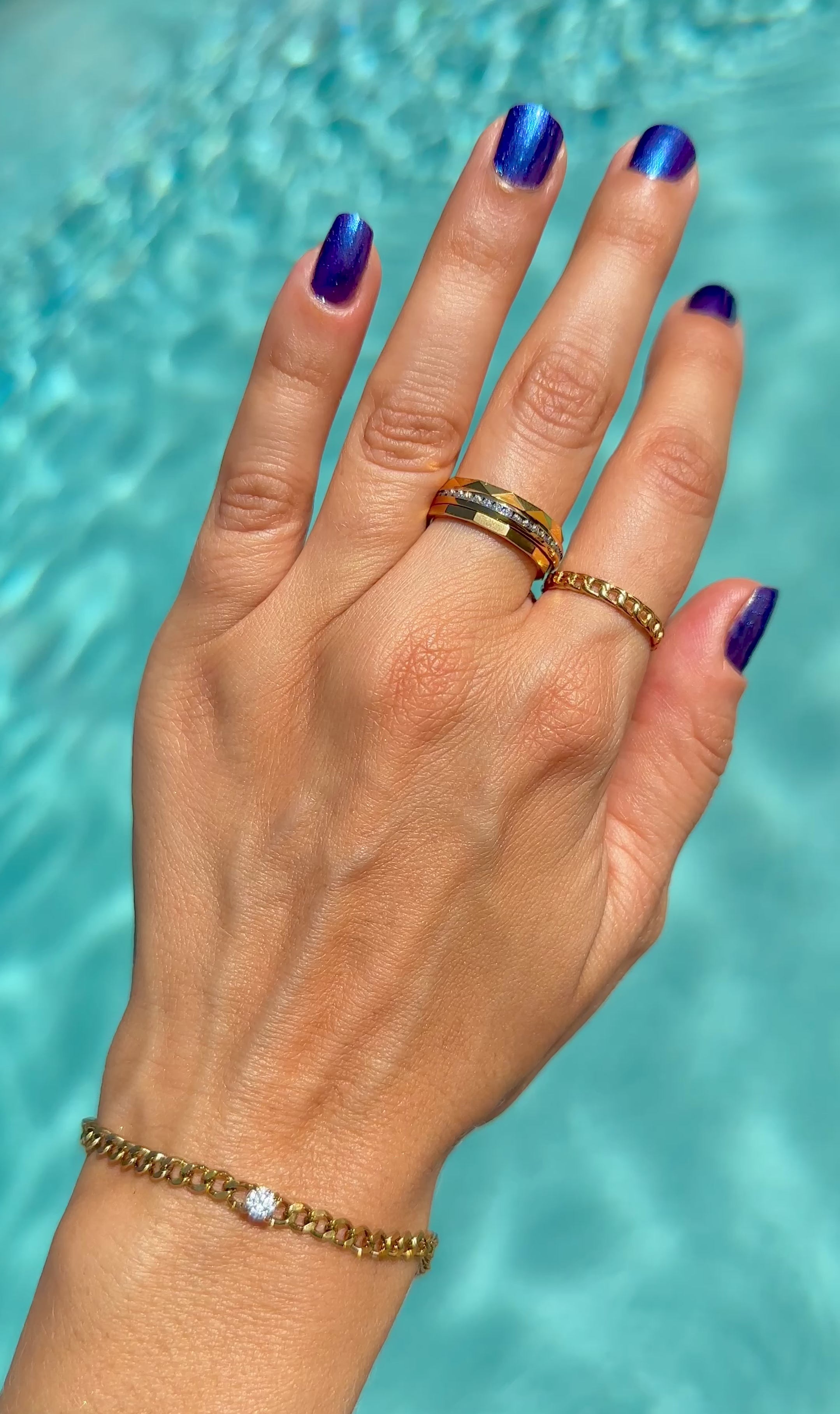 edgy 18k gold-plated stainless steel ring waterproof tarnish free nickel free