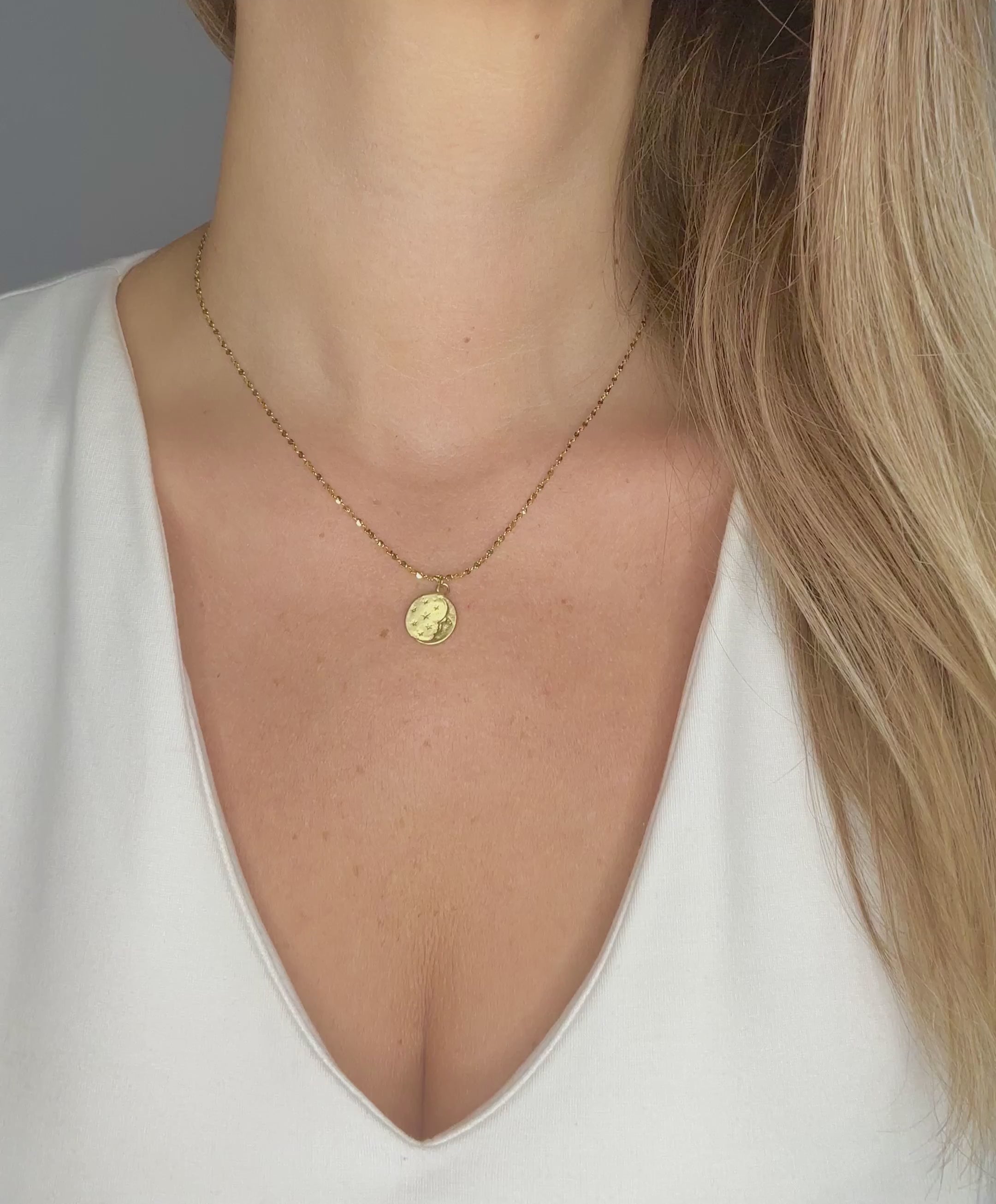 astrology gold filled charm necklace waterproof gold plated stainless steel