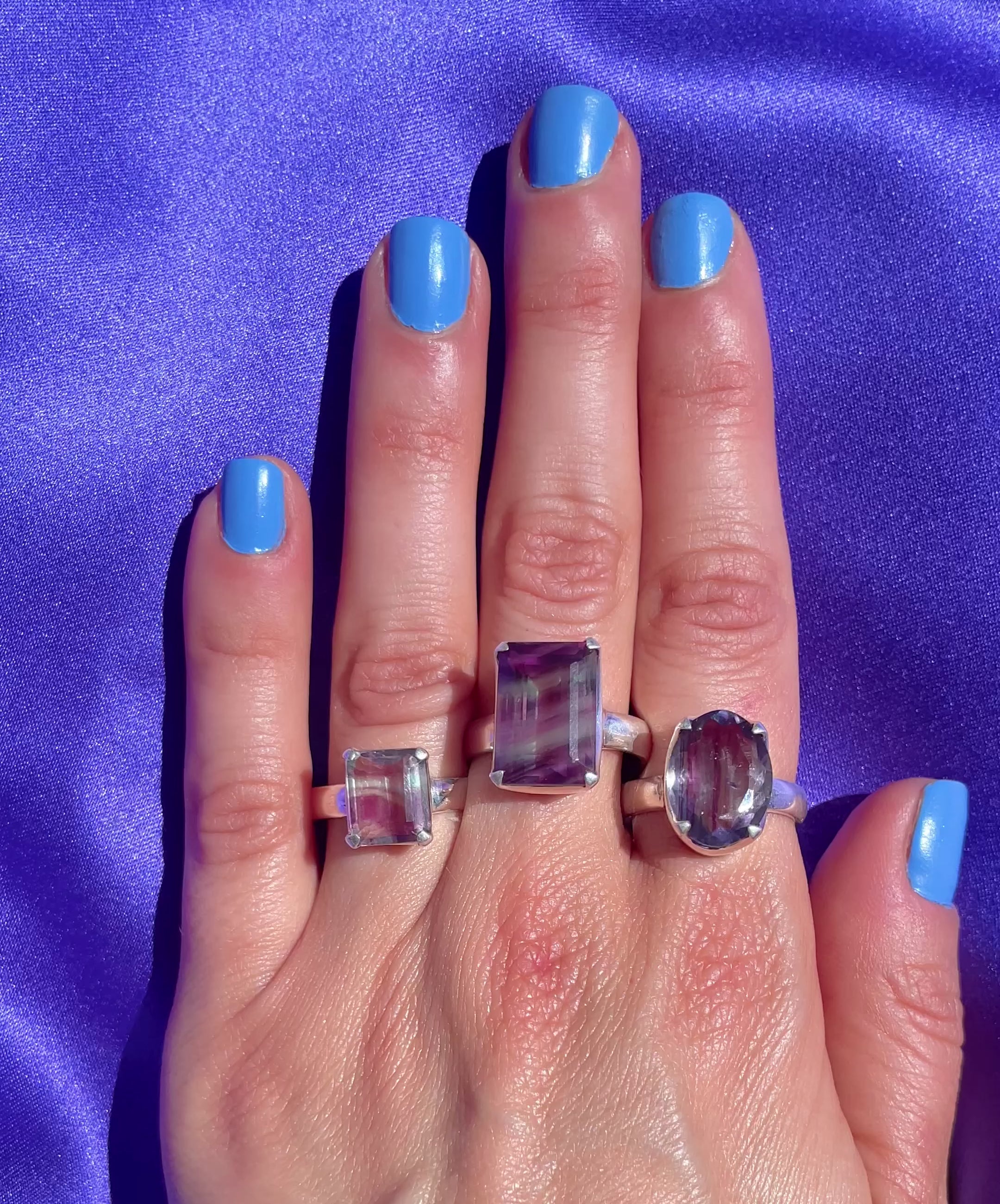 Custom natural Fluorite ring solid .925 sterling silver