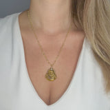 Natural gold tiger's eye buddha necklace 14k gold plated stone