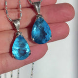 Blue Topaz .925 sterling silver necklace Italian adjustable chain tarnish free