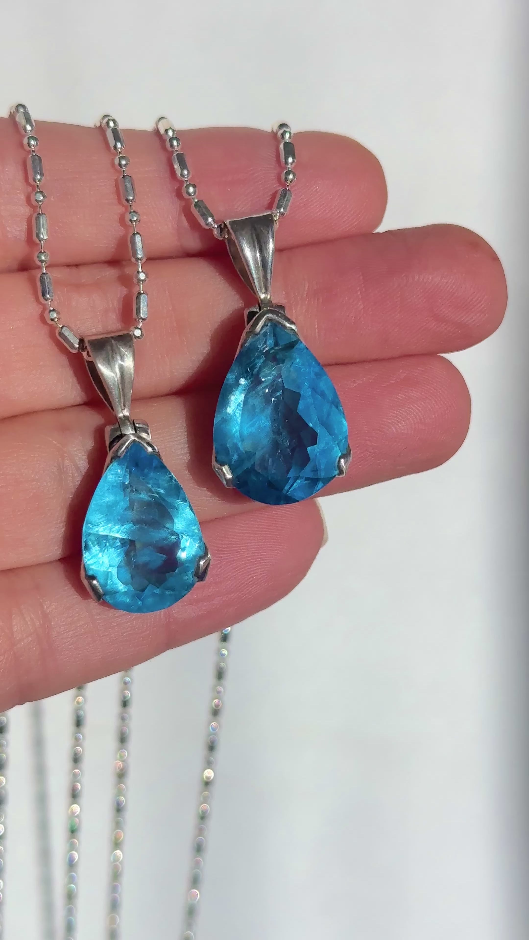 Blue Topaz .925 sterling silver necklace Italian adjustable chain tarnish free