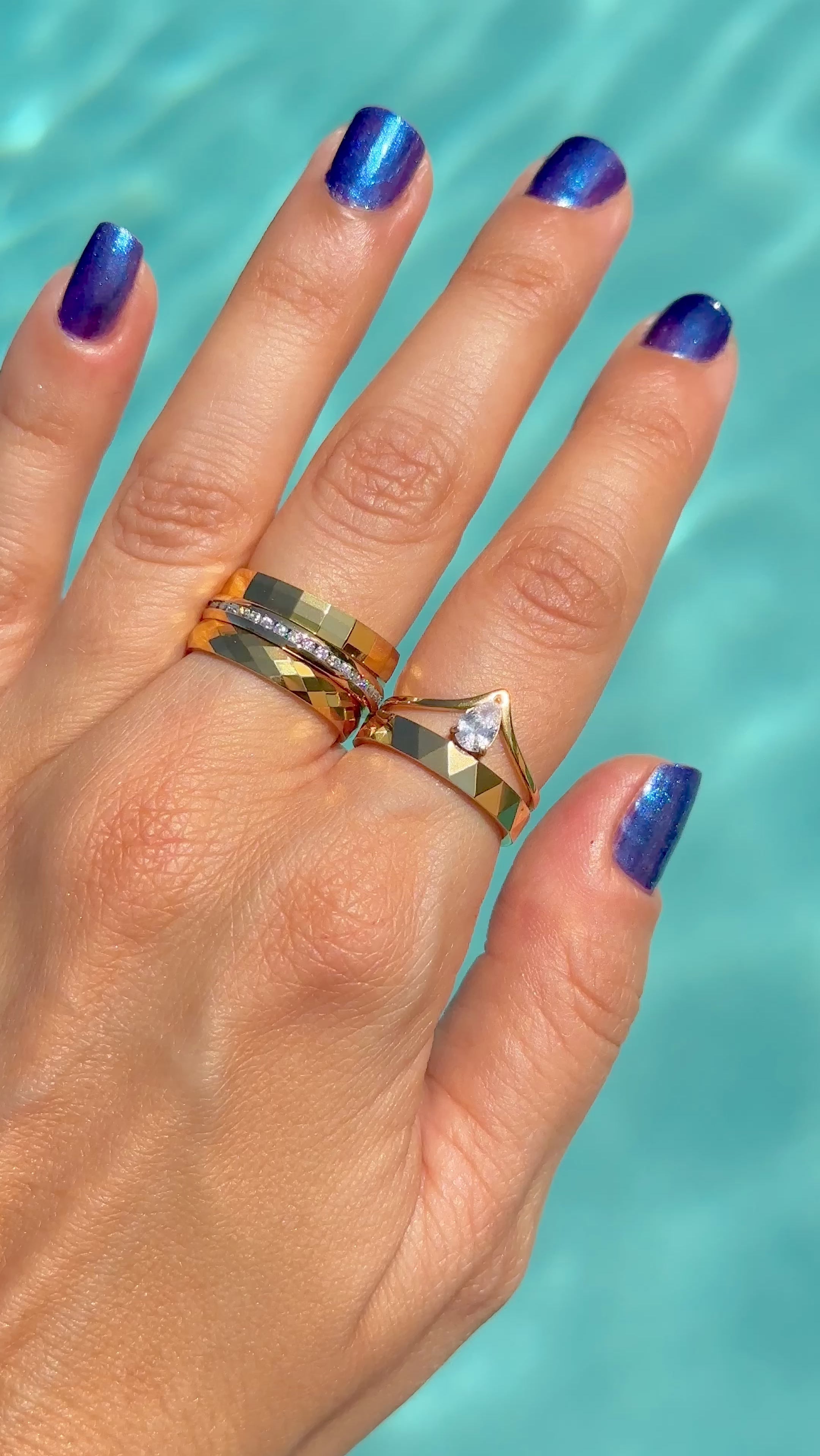 Stackable waterproof durable 18k gold-plated stainless steel ring tarnish free nickel free