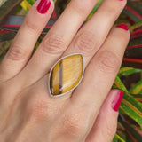 Natural Tigers eye ring .925 sterling silver adjustable waterproof