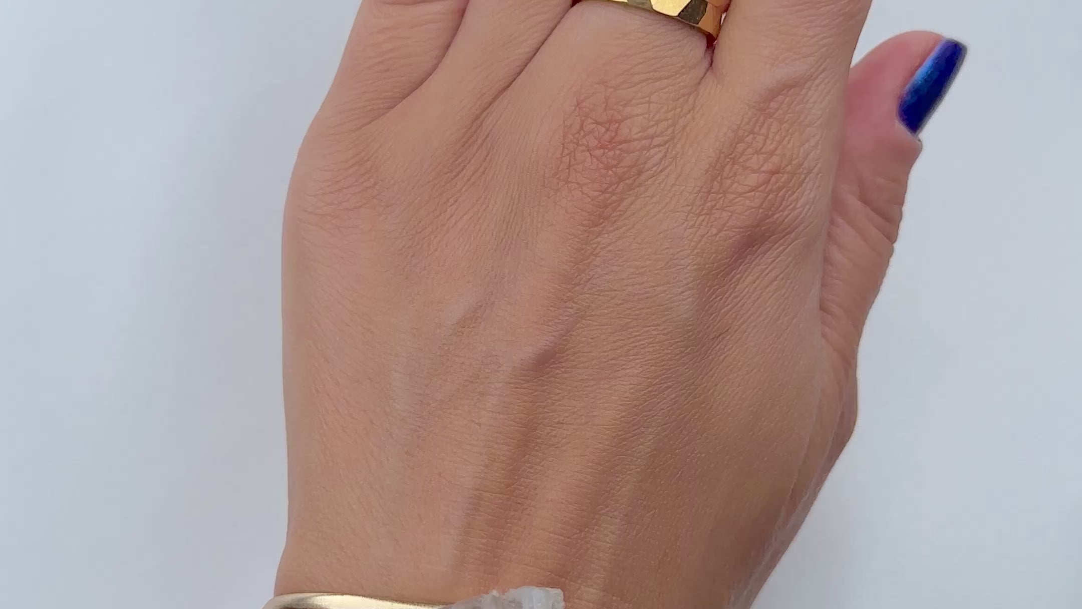 Smoky quartz crystal 14k gold plated brass cuff adjustable fit