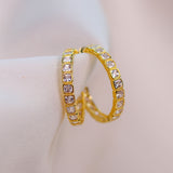 Princess Cut Crystal Hoops - 1 1/8"