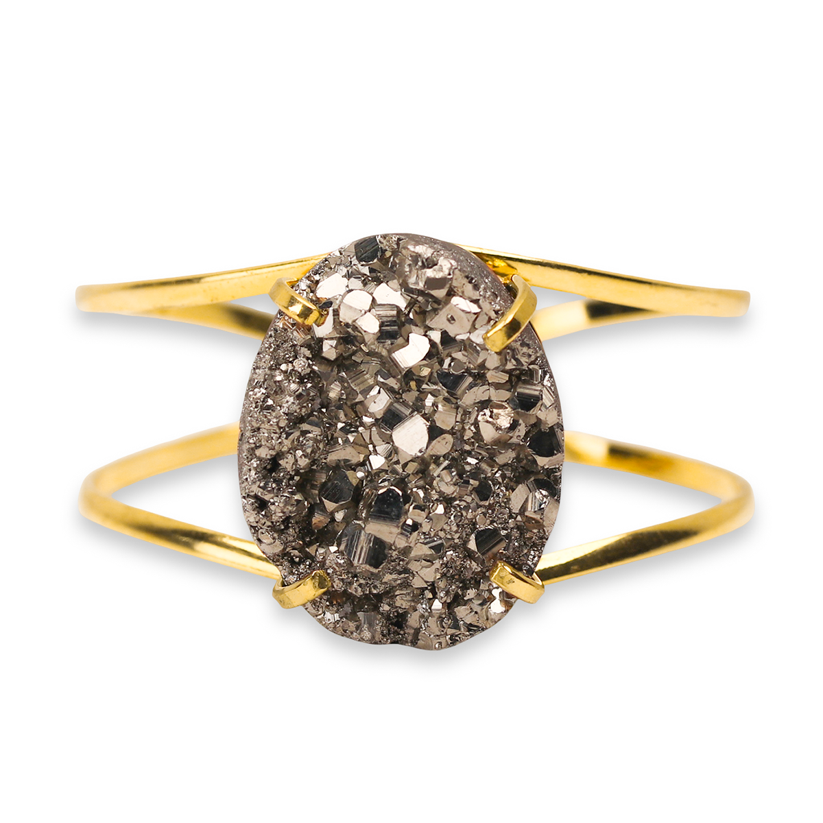 XL Pyrite Oval Cuff Bracelet