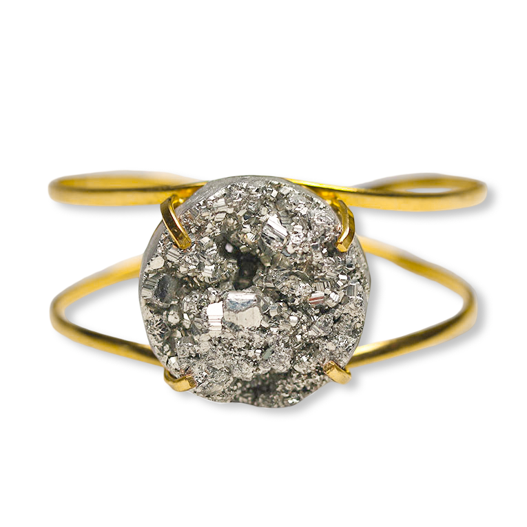 XL Pyrite Round Cuff Bracelet