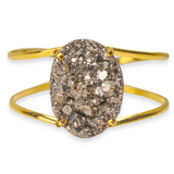 XL Pyrite Oval Cuff Bracelet
