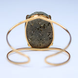 Pyrite crystals 14k gold plated brass cuff adjustable one-of-a kind