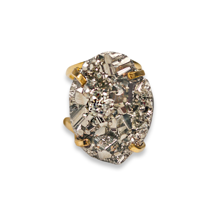 XL Pyrite Cuff Ring - Oval