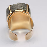 XL Pyrite Cuff Ring - Oval