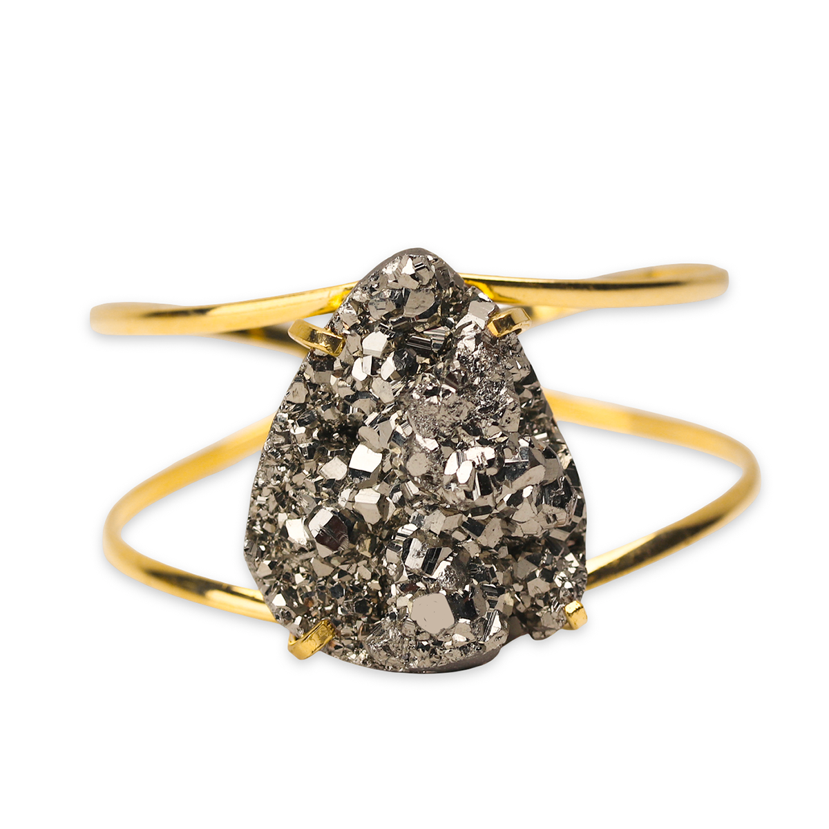 XL Pyrite Teardrop Cuff Bracelet