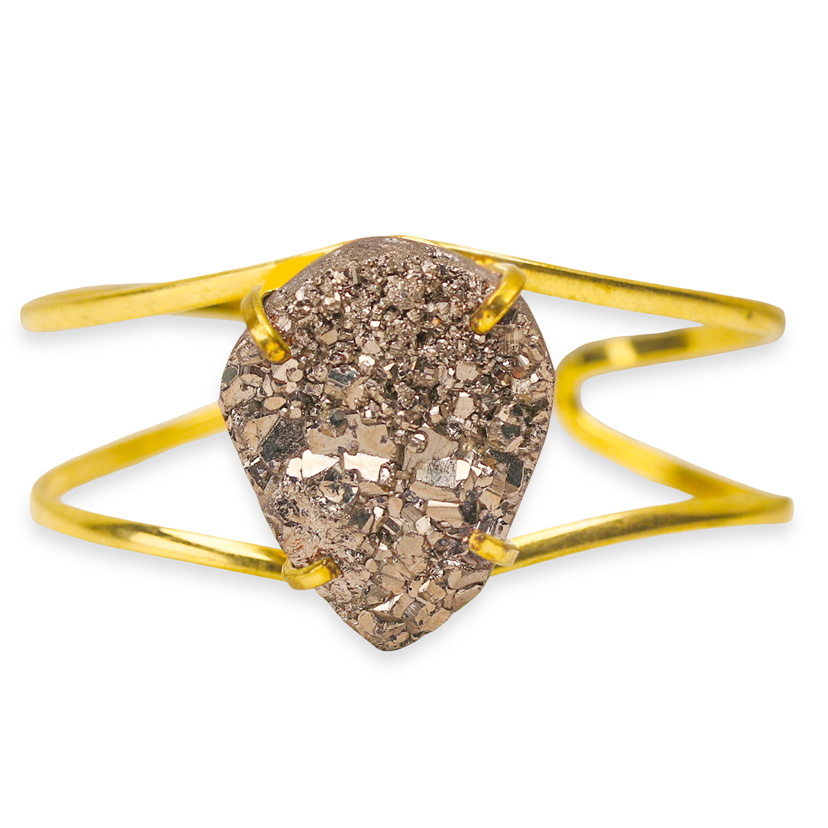 XL Pyrite Teardrop Cuff Bracelet