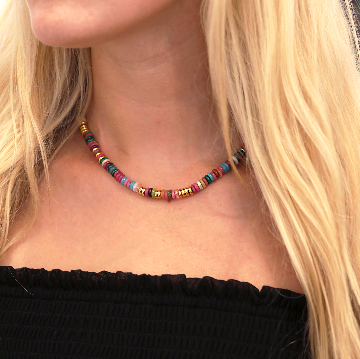 Rainbow Chunky Stone Necklace