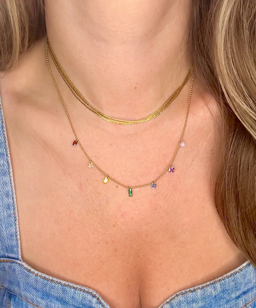 Rainbow Crystal Charms Necklace - Waterproof