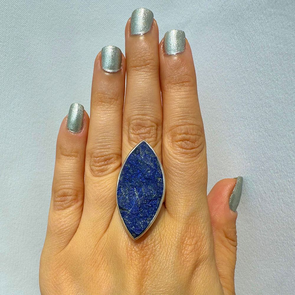 Lapis Lazuli statement ring 14k solid .925 sterling silver nickel free