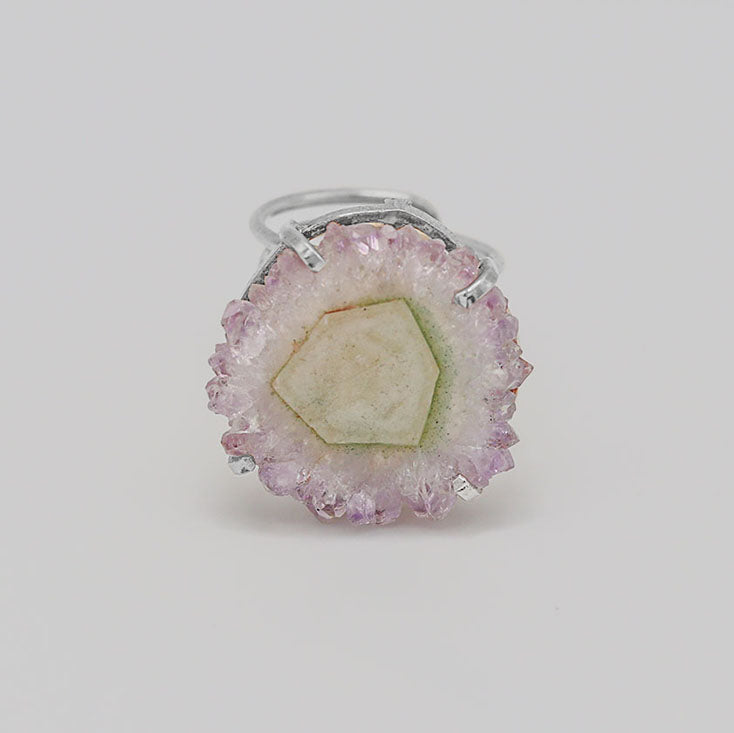 Amethyst Flower Silver Wire Ring