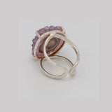 Amethyst Flower Silver Wire Ring