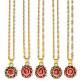Ruby Emerald Flower Necklace