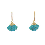 Carved Turquoise Fan Huggie Hoops